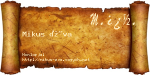 Mikus Éva névjegykártya